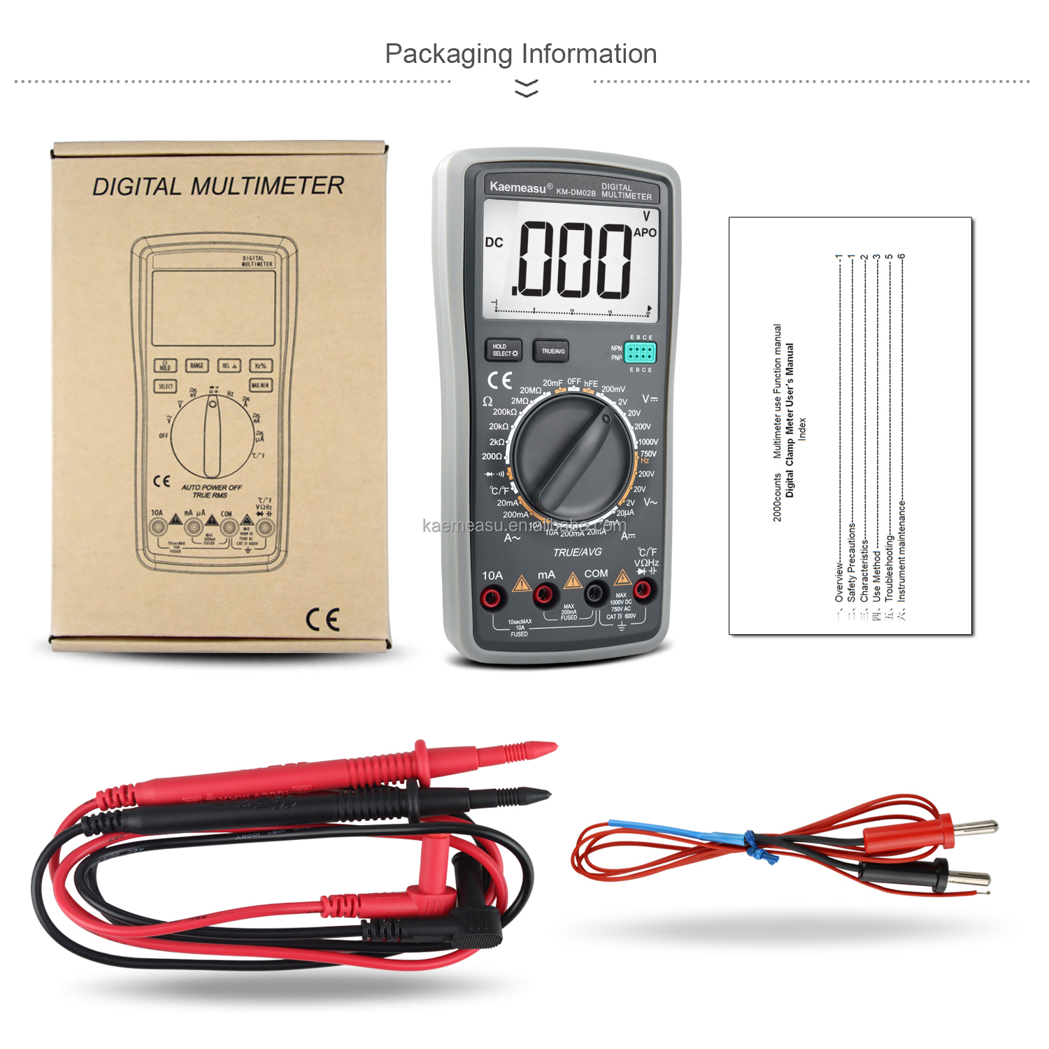 Anti Burn 1000V Testing Equipment Electric Handheld Voltage Current Resistance Tester Digital Multimeters