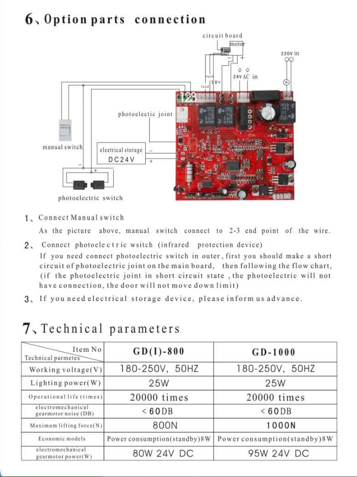 800N Force Overhead Garage Door Motor Rolling Code 35m Remote Distance