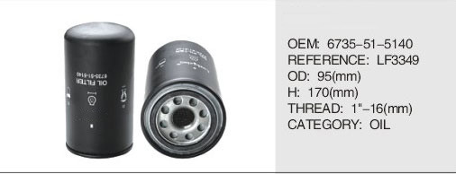 Truck Diesel engine parts oil filter for komtsu 6735-51-5140