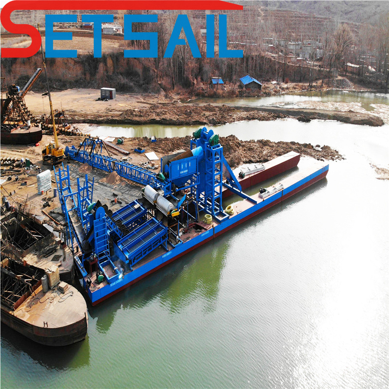 China Chain Bucket Type Gold Dredger for River Gold Dredging