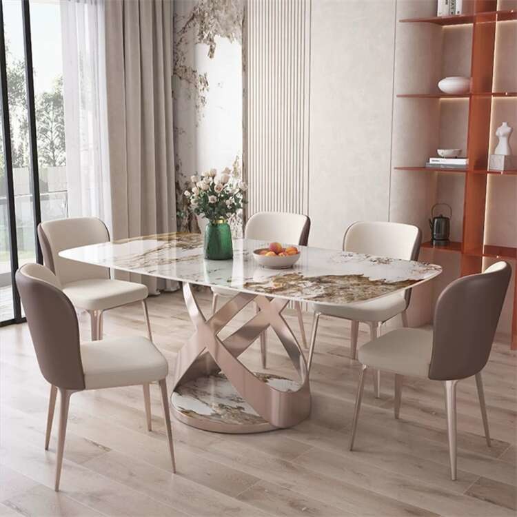 Customized Sintered Stone Marble Dining Table Set 4 Chairs Dining Table Set 6 Seater