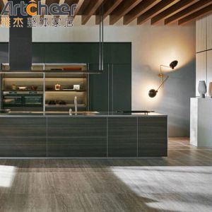 Base Customized Kitchen Cabinet Handles with Black Bench Top and Drawer Slide