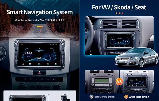 2+32G VW Car Radio 8 Inch Vw Polo Touch Screen Radio Android Gps Skoda Seat