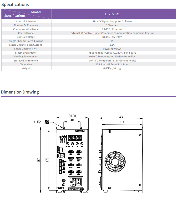 Constant Pressure Type Digital Light Source Controller LVDC Series
