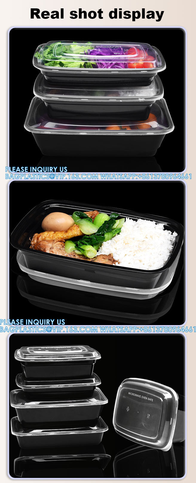 980ml American Takeaway Box Eco-Friendly Microwave Safe Plastic Food Containers With Lids Disposable Food Lunch Box