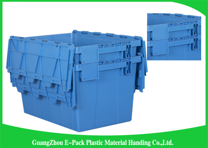 45L Plastic Box With Hinged Lid Rentable Moving , Large Plastic Storage Bins For Packaging