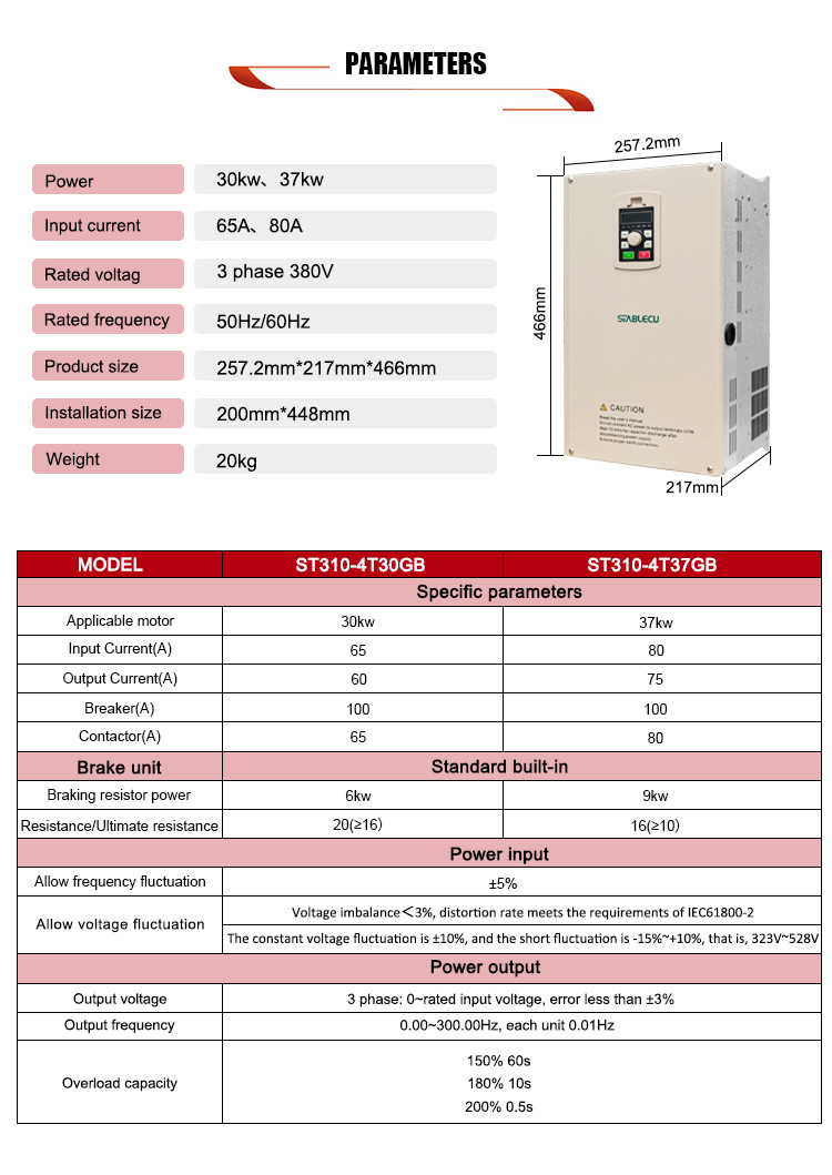 380V Motors AC Inverter Drive Speed Controller 40HP 50HP