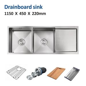 China 45' Undermount Apron Front Sink With Drainboard Double Bowl 115x45 on sale