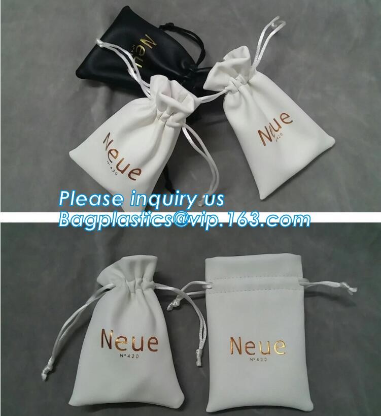 Custom Name Stamping PU Leather Drawstring Bag With Handle Waterproof Promotional Black Drawstring Bag Promotional Detai
