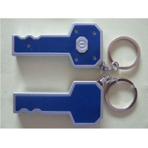 Custom Plastic Key Shape Led Flashlight Keychain / Led Torch Keychain 8*3.5CM