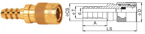Non Valve Brass Quick Coupler For Line Modular 1.5Mpa