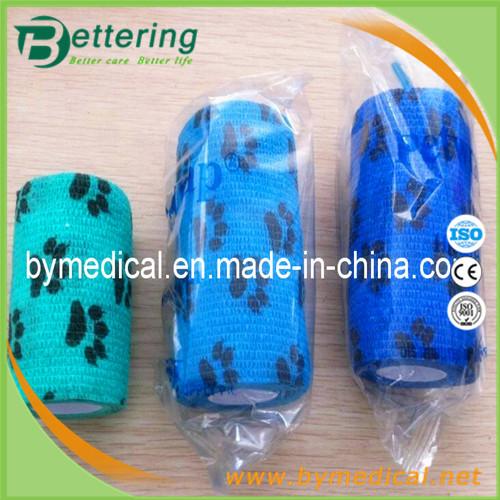 Paw printing animal cohesive bandage pet bandage veterinary self adhesive