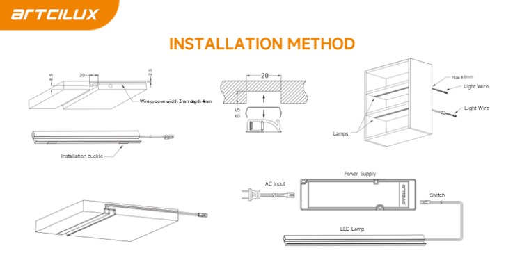 Gradient Glow Recessed Mounted Customized Length Under Cabinet Light A220EA
