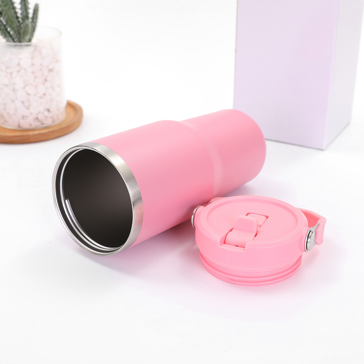30oz Portable Car Cup 304 Stainless Steel Vacuum Straw Ice Cup Portable Vacuum Cup
