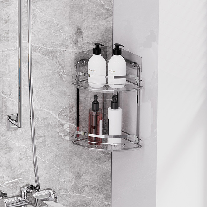 Wall Mounted Type Iron Wire Rack Stainless Steel Shower Caddy for Bathroom Organization