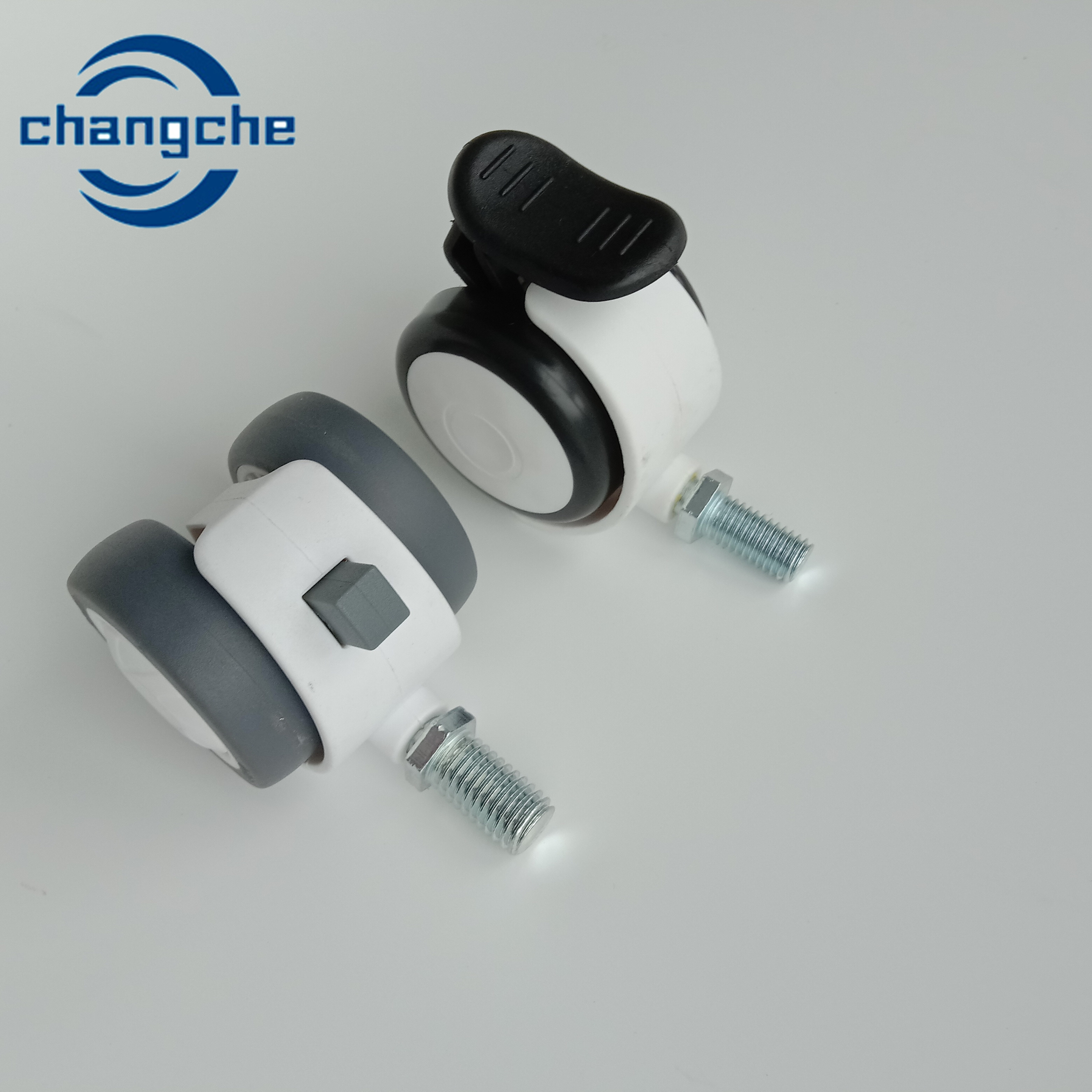 TPU PP Ball Bearing Threaded / Plate Hospital Bed Caster Wheels With Brake