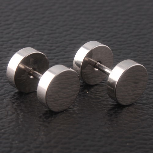 Black Color Unique Mens Stud Earrings Stainless Steel Body Piercing Jewelry Barbell Earrings