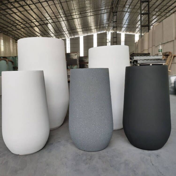 Frost Resistant Round Shape Fiber Clay Planter For Hotel
