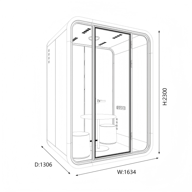 Modular Two Person Pod Extendable Soundproof Study Pods 220V