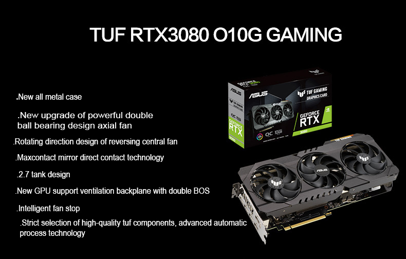 RTX 3080 Miner Graphics Card 10GB GDDR6 320 Bit 2 Fan cooling