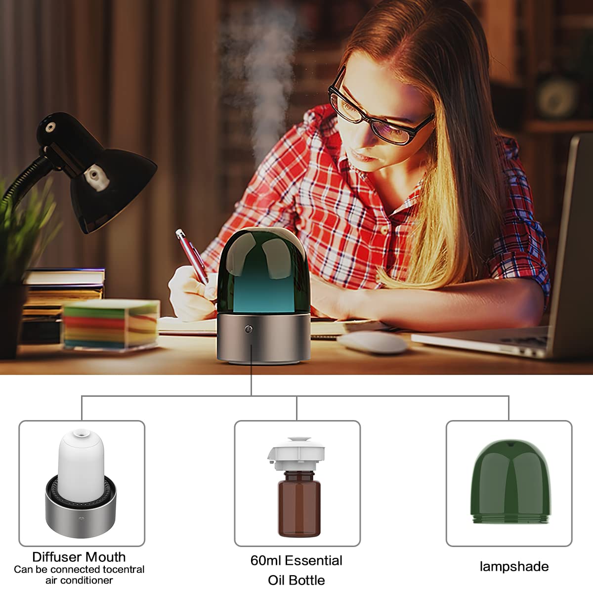60ml Waterless Essential Oil Aroma Diffuser Coverage 200m3-300m3