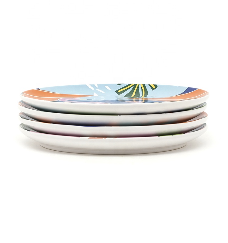 Hot Selling 8 Inch dinnerware ceramic high quality colorful salad plate for spring summer Porcelain Dish