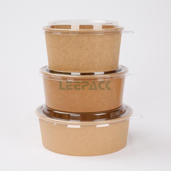Custom LOGO Printing kraft paper bowl 500ml 1000ml 1300ml take-away food