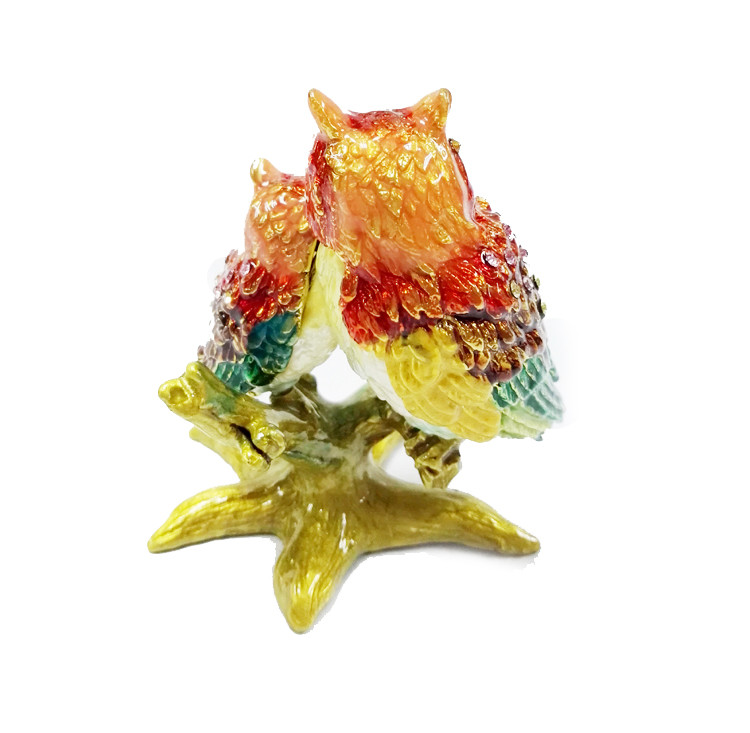 Bird owl trinket jewelry box owl jeweled animal boxes bird bejewelled boxes