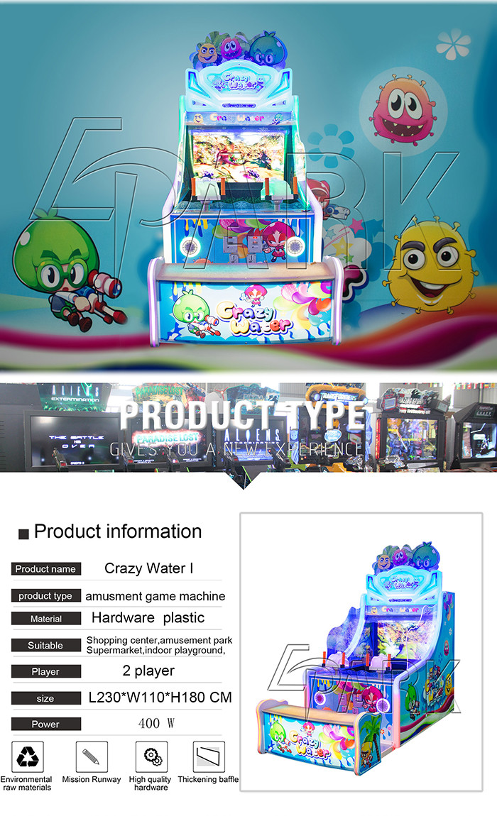 Coin Pusher Water Shooting Video Game Machine With 1 Year Warranty