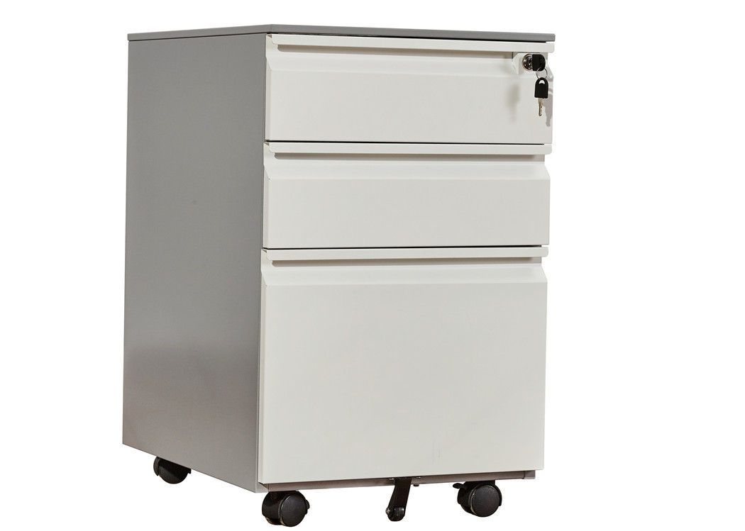 Modern Two Drawer Gooseneck Mobile Pedestal Cabinet