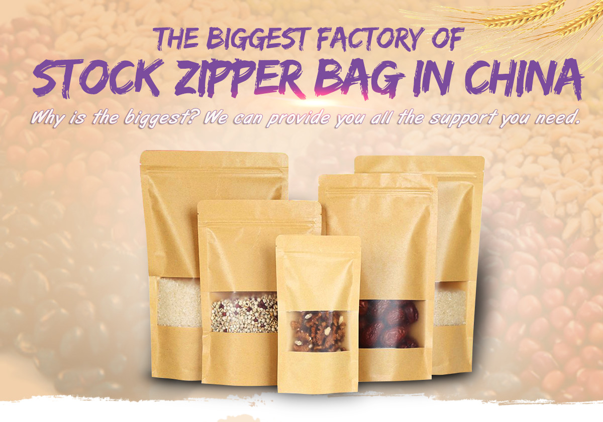 Doypack Resealable k Brown Kraft Paper Standing Up Pouches Food Grade Packaging Zipper Bags With Frosted Window