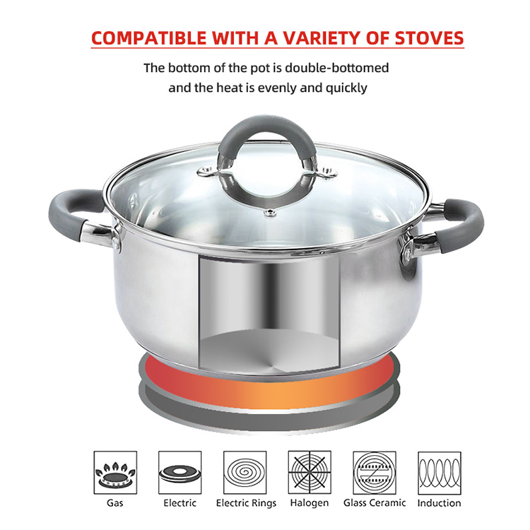 New Arrival Home Kitchenware Cooking Pot Set 201 Stainless Steel Soup Pot Set Cooking Cookware Sets