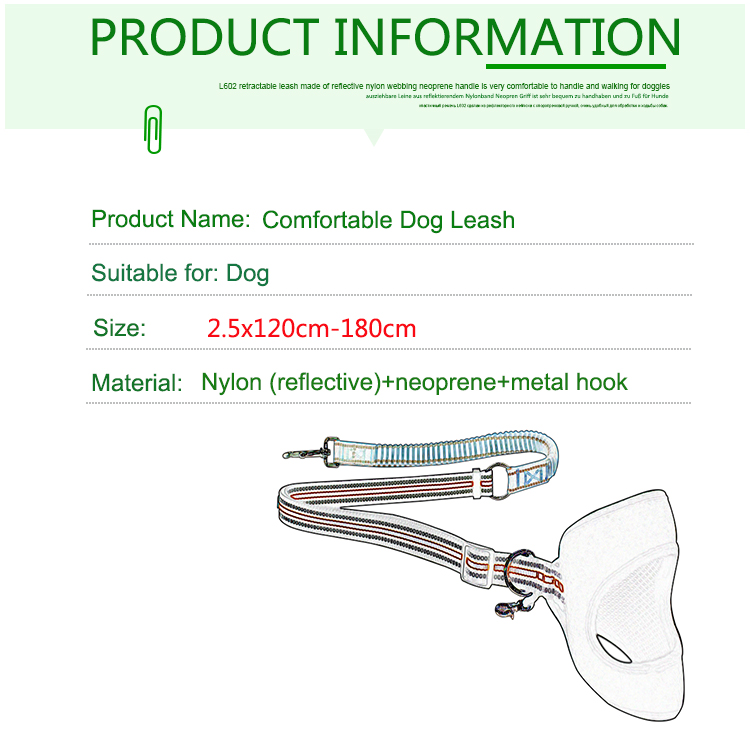 Fashion Custom Bungee Elastic Extended Retractable Nylon Braided Rope Dog Leash
