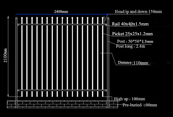 Spear top 1.8m(H)x2.4m(W) Hercules Security Fencing