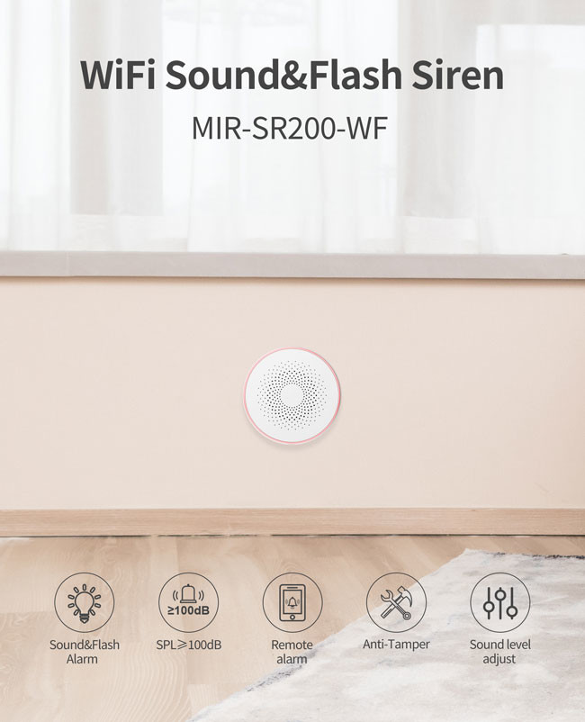 Anti Tamper Wifi Enabled Siren 100dB SPL 80x35mm Adjustable Sound Level