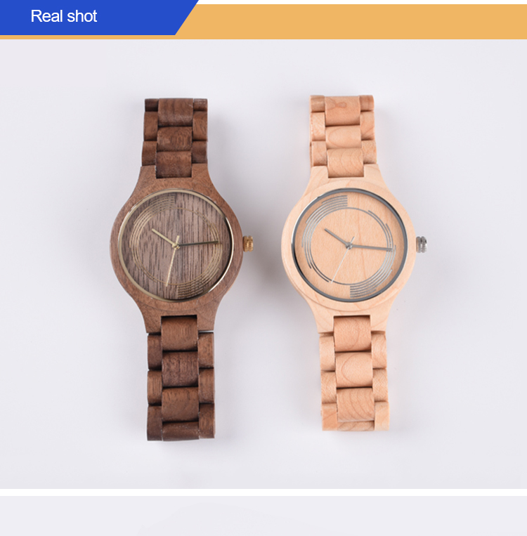 Japan Movement Maple Wooden Quartz Watch Water Resistant For Christmas Gifts