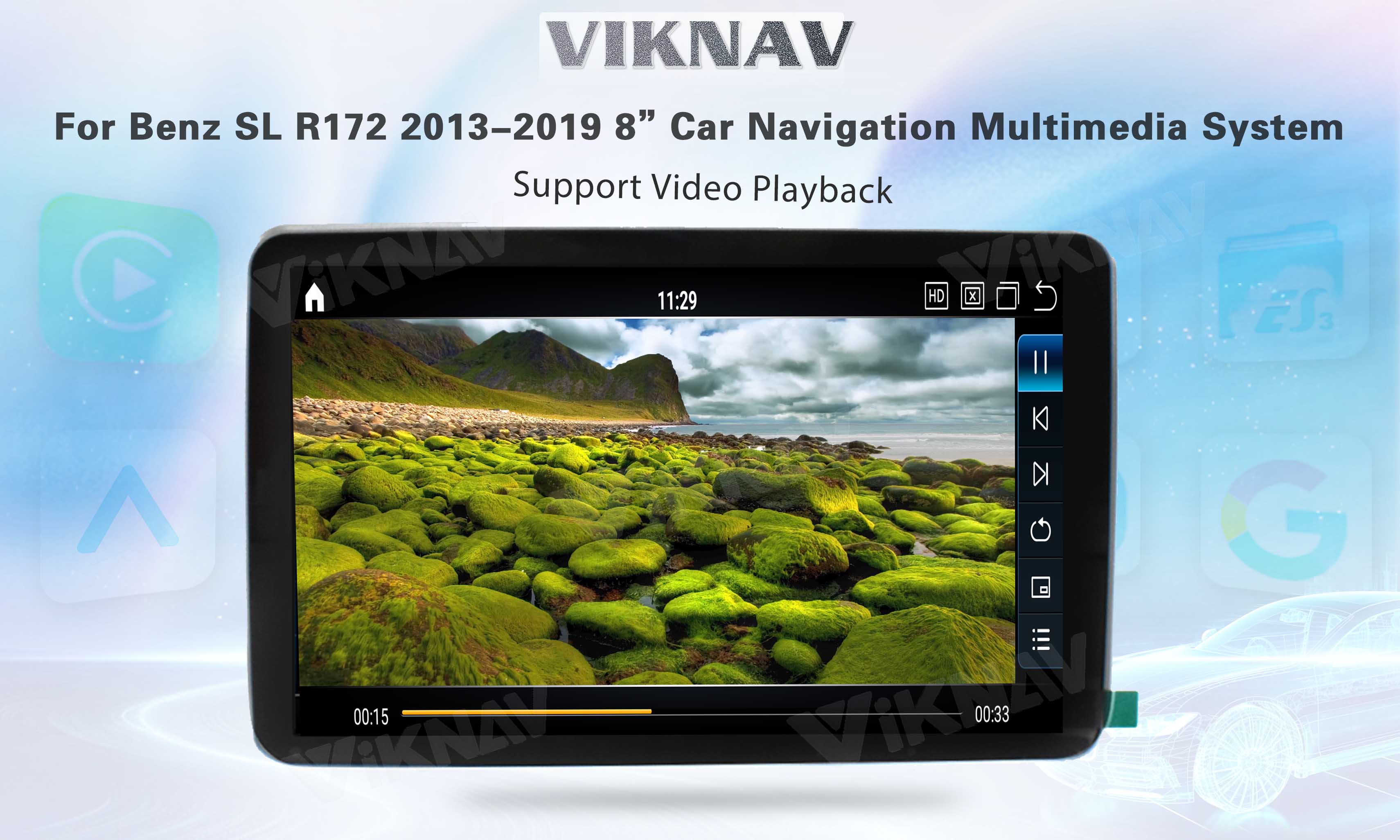 Viknav 8Inch Android Car Radio With Screen Multimedia Player For Mercedes Benz SL SLK SLC R172 2013-2019 GPS 2Din NTG4.5