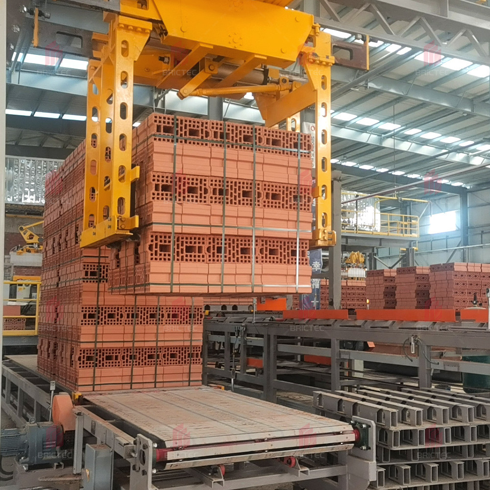 Steel Automated Unloading and Packing for Customizable Clay Brick Making Process by Brictec