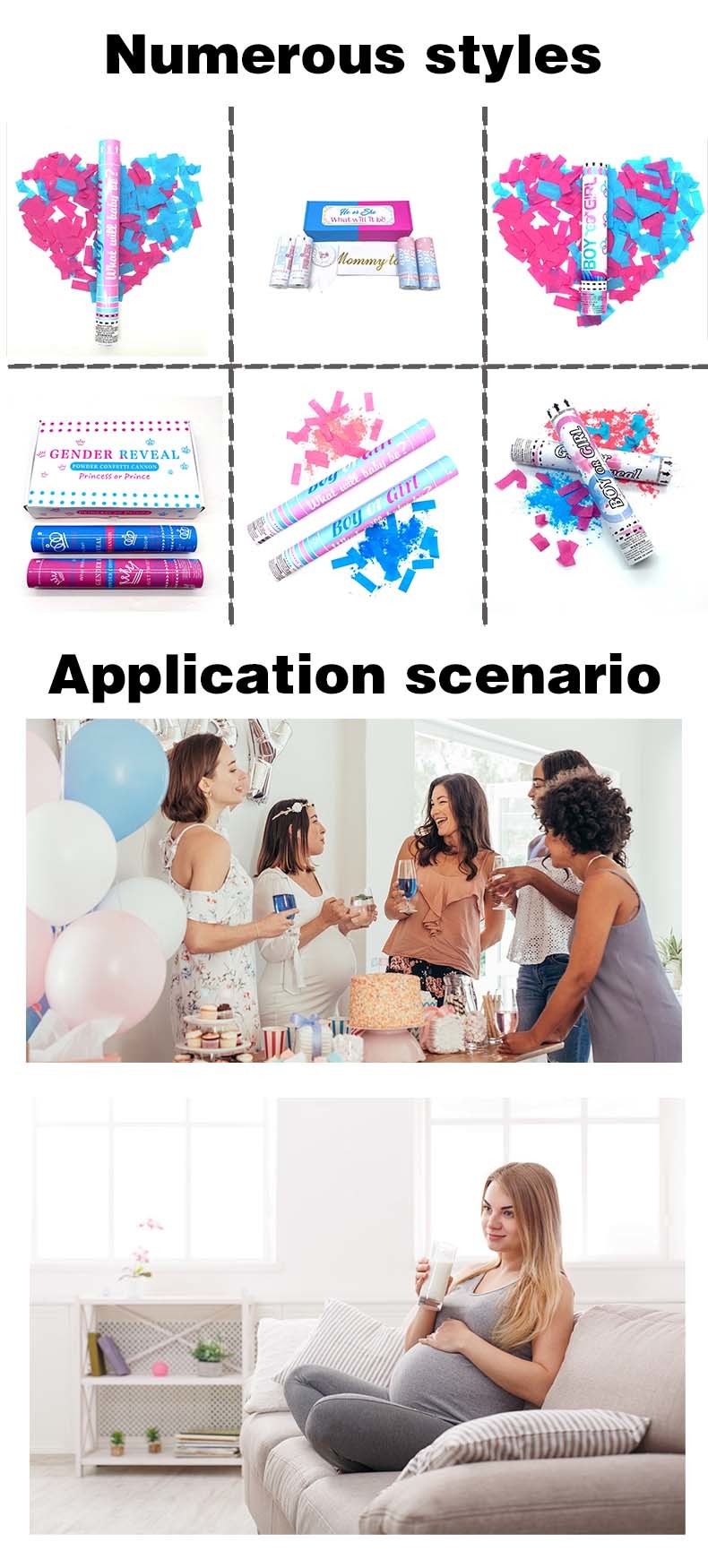 Amazing Baby Gender Reveal Party Decorations Blue And Pink Biodegradable Flameproof Party Confetti Popper
