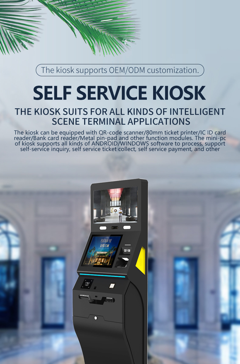 Android Windows Hotel Terminal Multifunction Self Service Kiosk