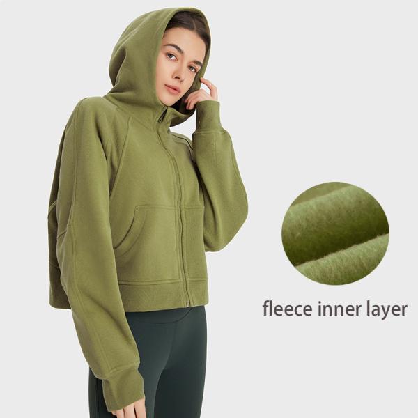 Loose Horse Riding Tops Anti - Wrinkle Fleece Fitness Tops Jacket With Thumb