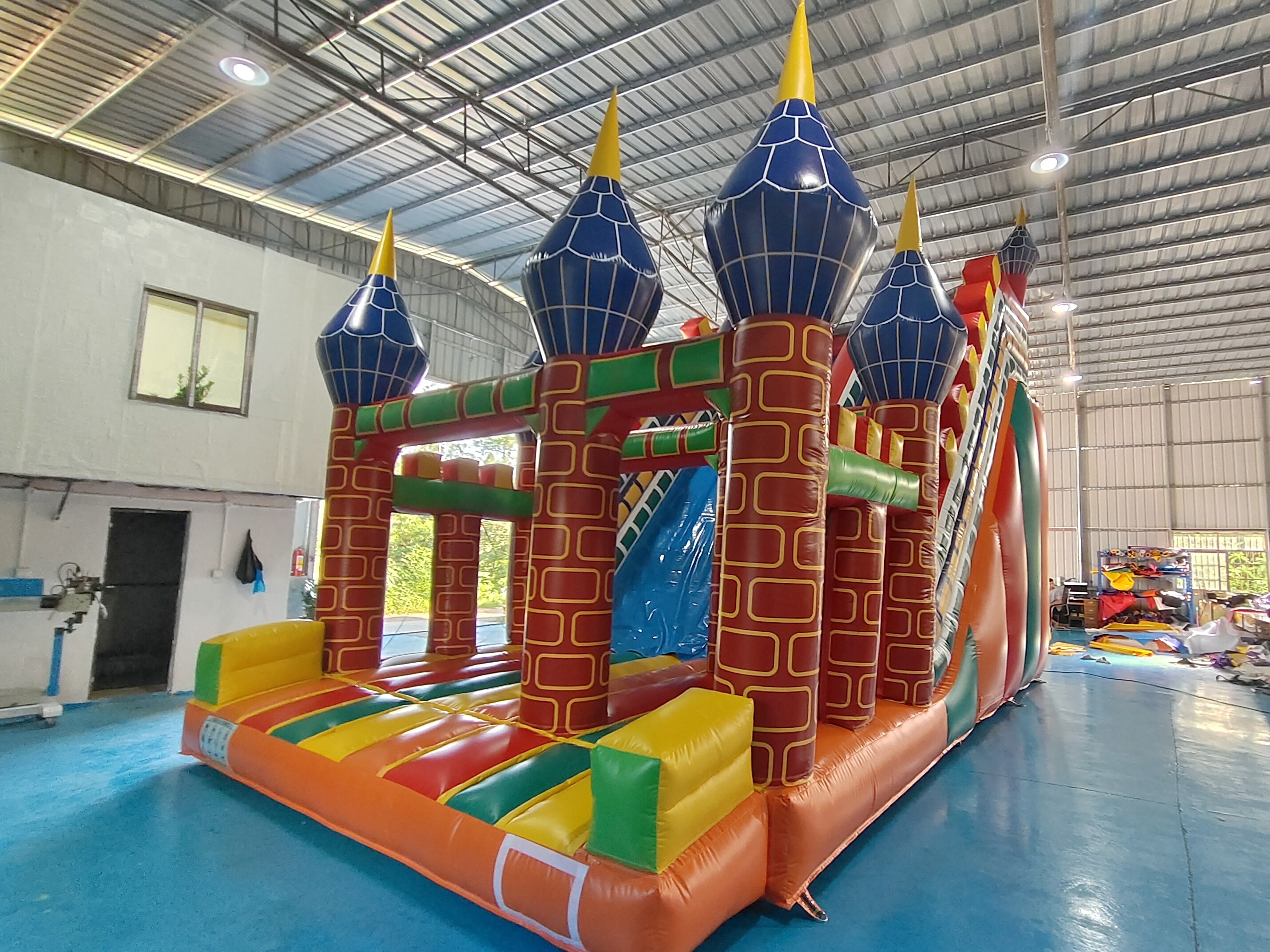 Commercial PVC Inflatable Slide Castle Wide Slides Exotic Charm Castle Inflatable Dry Slide For Kids And Adults