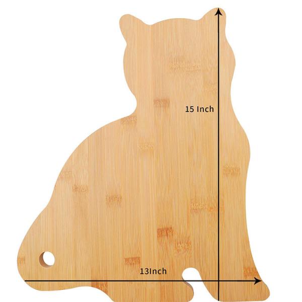Sustainable Bamboo Cat Shaped Cutting Board Wooden Serving Board Kitchen