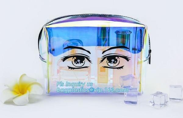 Women makeup organizer travel toiletry bags/ transparent PVC cosmetic, bag with