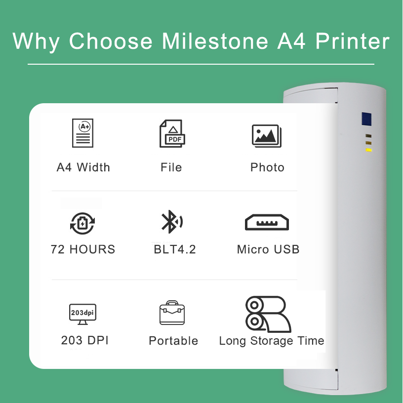 USB Mini Thermal Printer for A4 Paper Size Black and White Style Print Command ESC