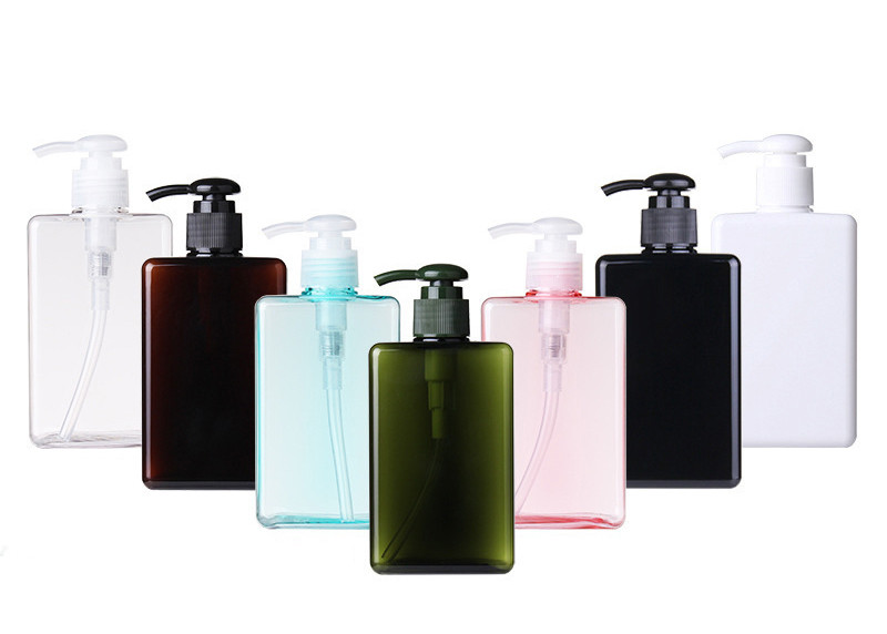 280ml Plastic Empty Lotion Bottle Square Shampoo Packaging