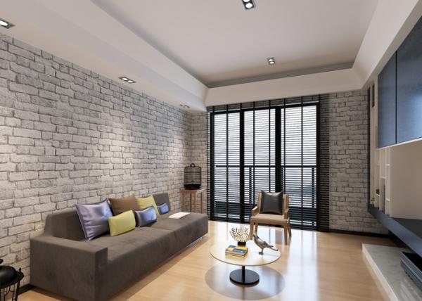 Non Woven Grey Real Looking Brick Wallpaper Embossed 3D Effect , 0.53*10M Size