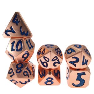 Blue Dice Polyhedral Customization RPG Dice Set OEM Sharp Edged RPG Dice Zinc