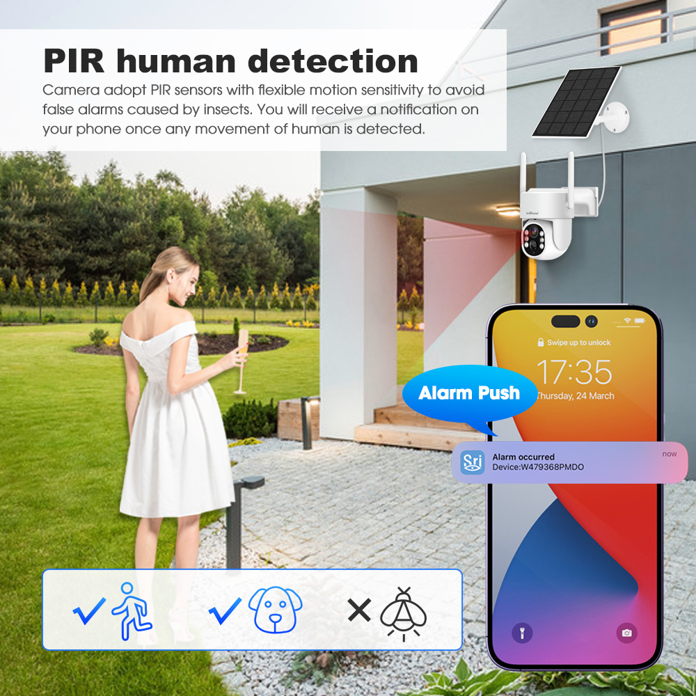 4MP CCTV Wireless PTZ Outdoor Waterproof Solar Battery Camera with Sim Card Support 128G TF Card