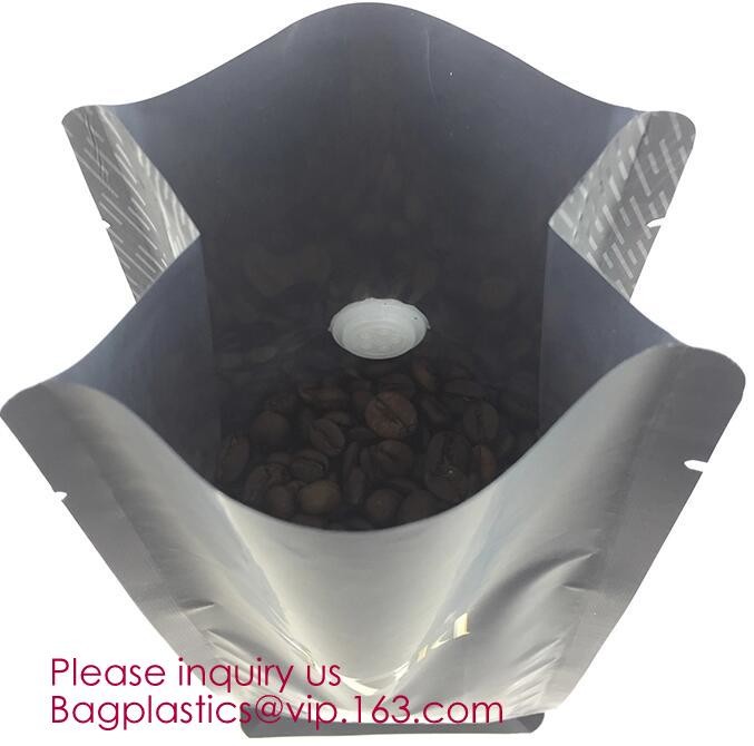 Biodegradable Foil Square Bottom Gusseted Bag, Flat Bottom Gusset Coffee Bag with Degassing Valve,gusset packaging bag f